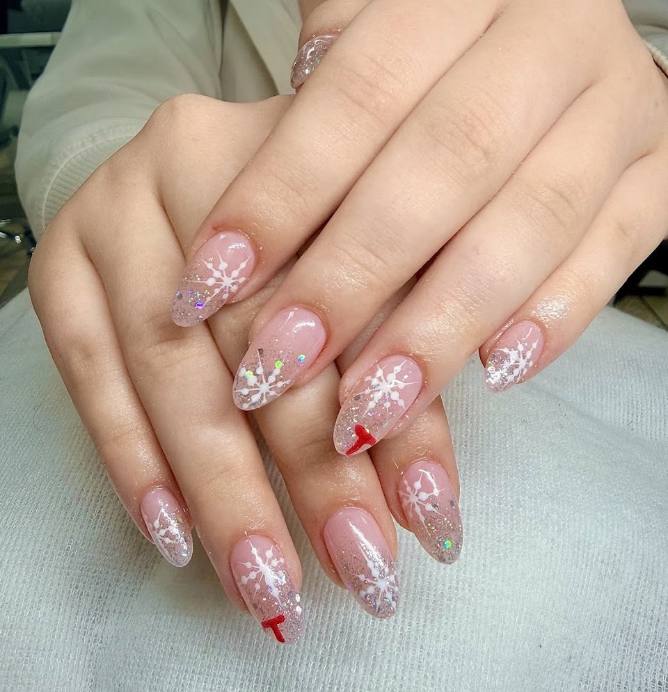 Nail salon interior with manicure stations